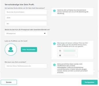 Schritt 3 Profil vervollständigen